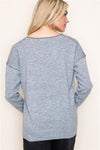 V-Neck Contrast Pullover Sweater - Ladies