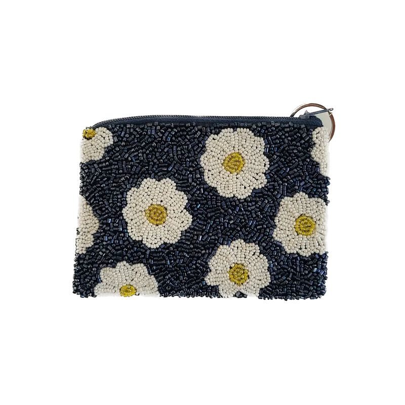 Hand Beaded Daisy Coin Purse