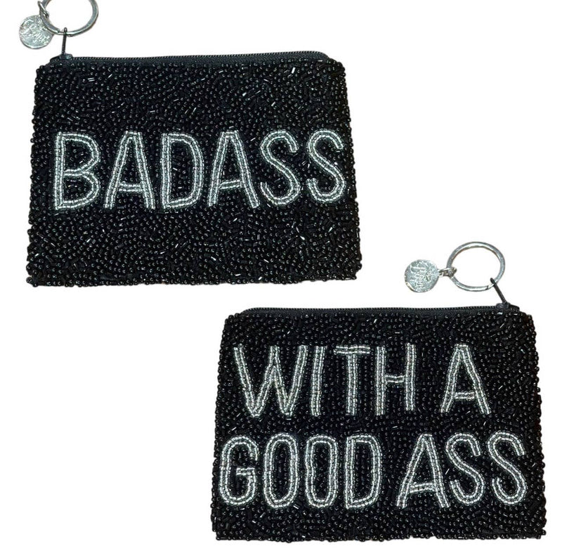 Badass Reversible Hand Beaded Coin Purse