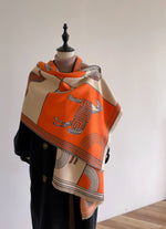 Equestrian Orange / Gray Horse Track Reversible Wrap