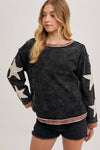 Star Sleeve Mineral Wash Pullover - Ladies