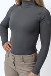 Chloe High Collar Technical Top - Slate