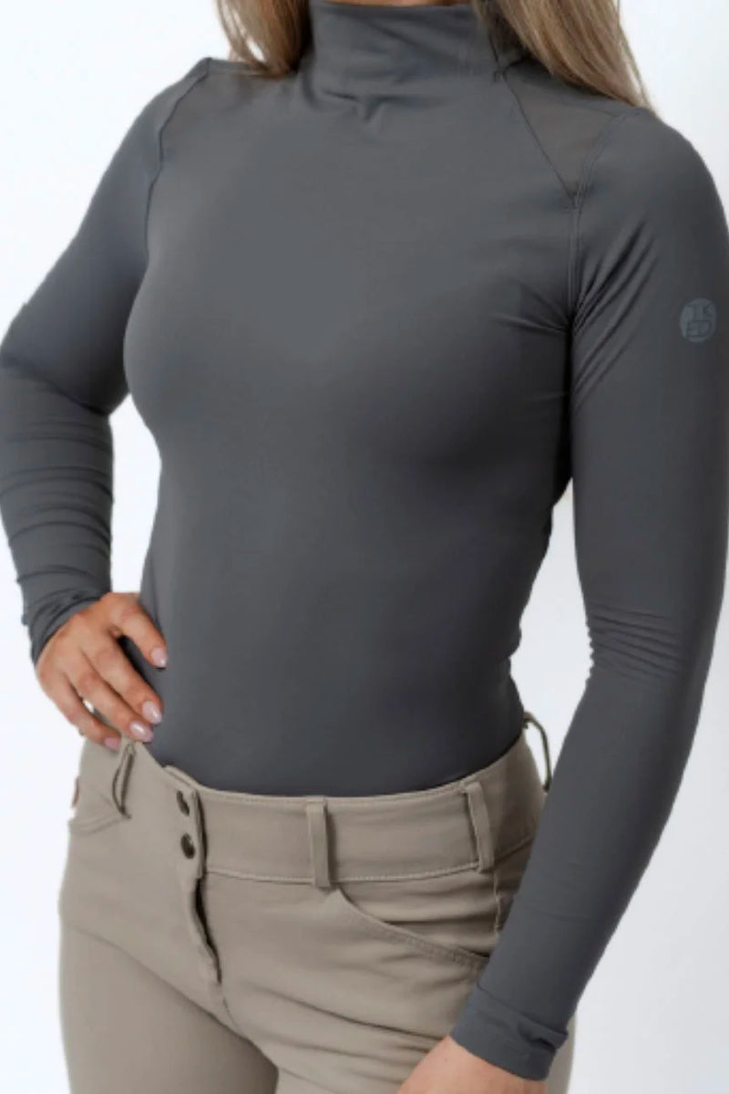 Chloe High Collar Technical Top - Slate