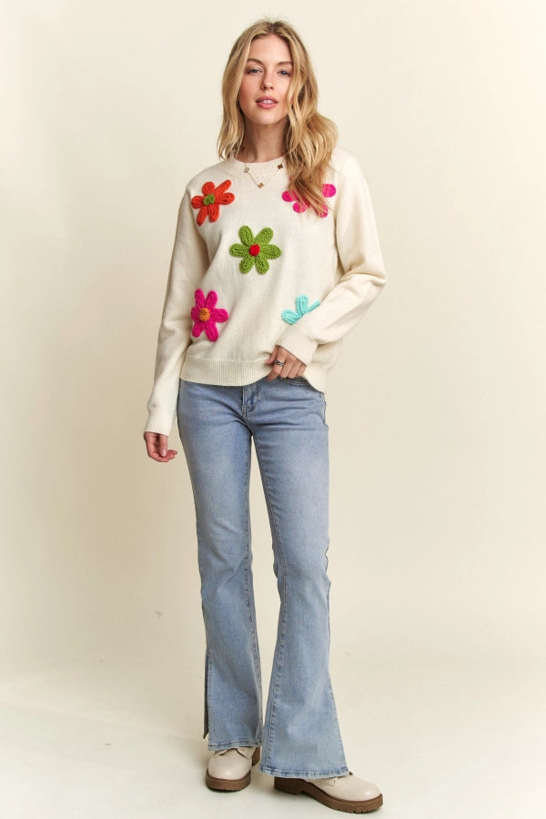 Floral Patch Soft Sweater - Ladies