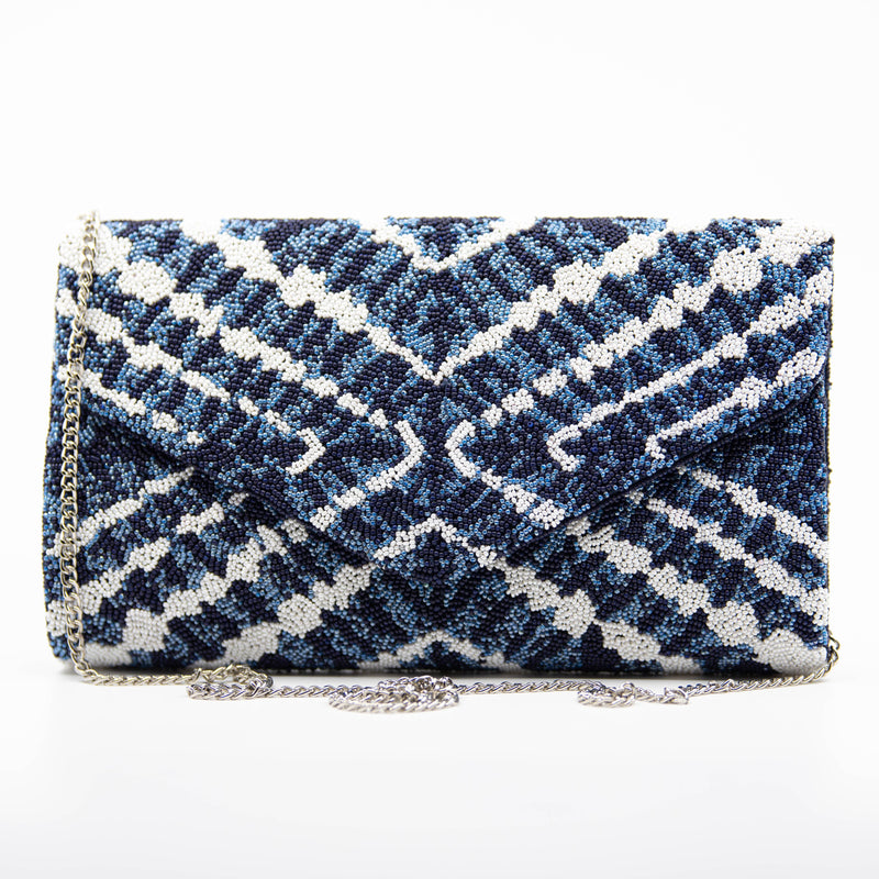 Tie Dye Hand Beaded Envelope Clutch