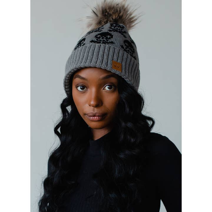 Skull Faux Pom Hat