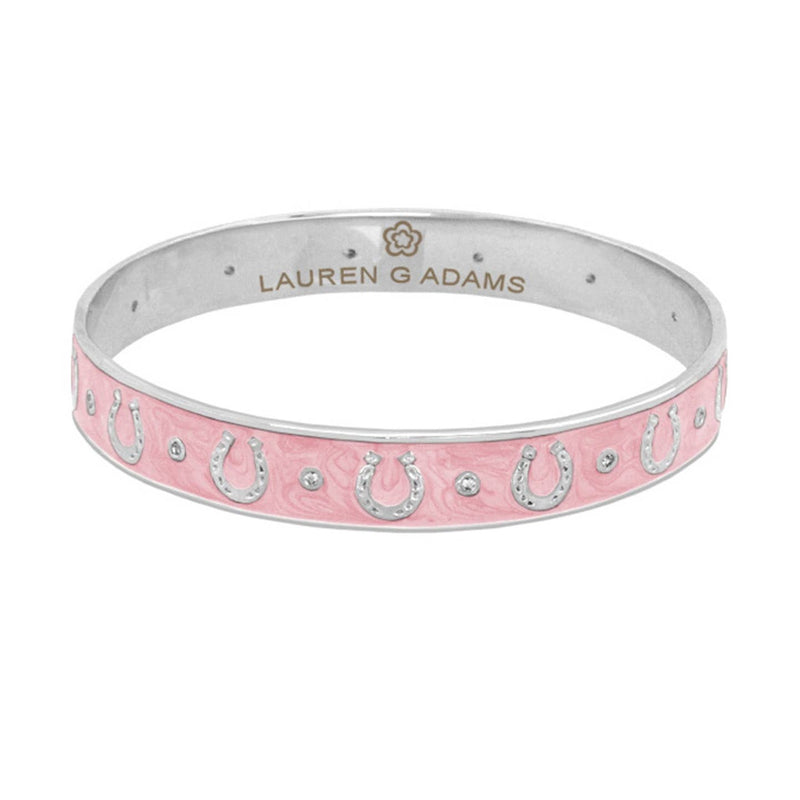 Equestrian Horseshoe Bangle - Silver Pink