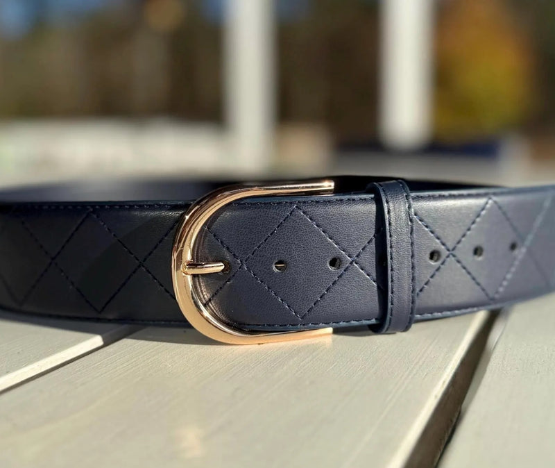 Quilted Leather Belt - 2"