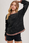 Star Sleeve Mineral Wash Pullover - Ladies