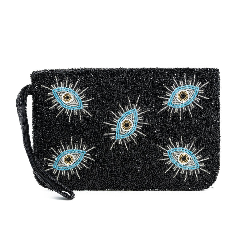 Evil Eyes Beaded Wristlet