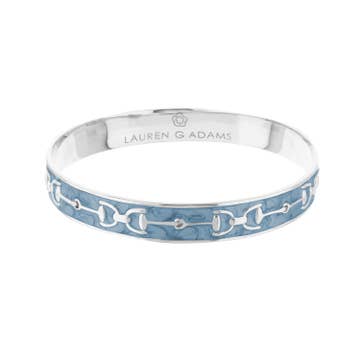 Equestrian Stirrup Bangle - Silver Denim