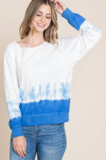 Dip Dye Cotton Long Sleeve Sweatshirt - Ladies