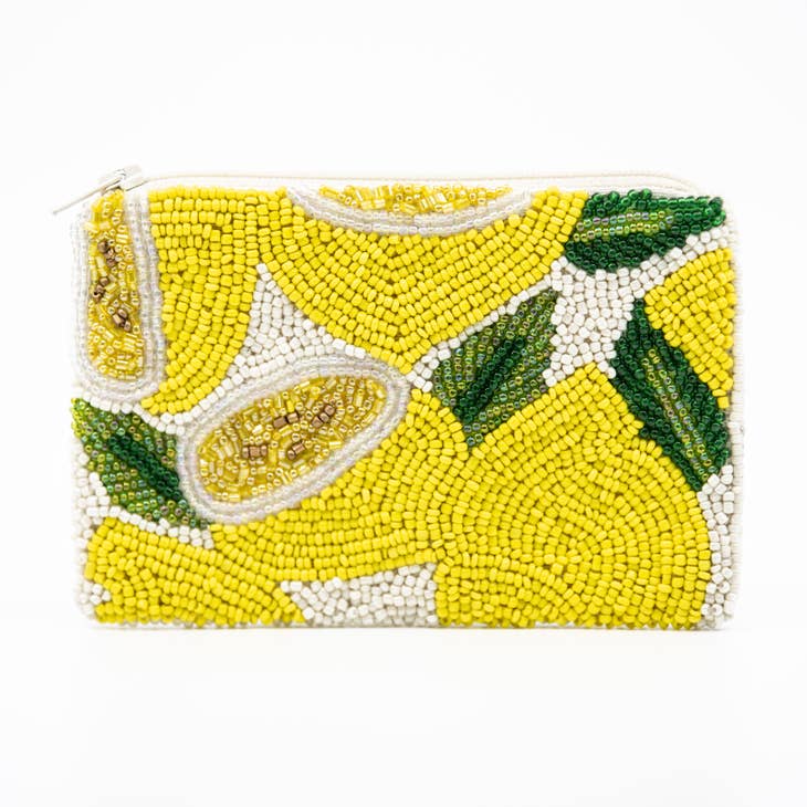 Hand Beaded Lemons Coin Purse