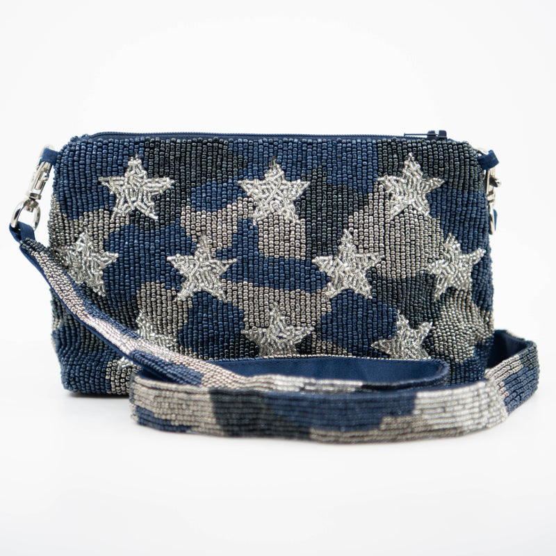 Allover Stars Beaded Crossbody Handbag