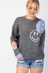 Smiley Face Knit Sweater - Ladies