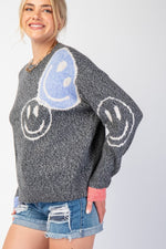 Smiley Face Knit Sweater - Ladies