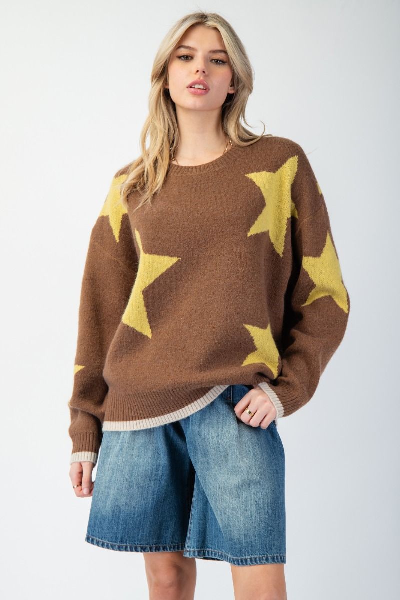 Star Pattern Knit Sweater - Ladies