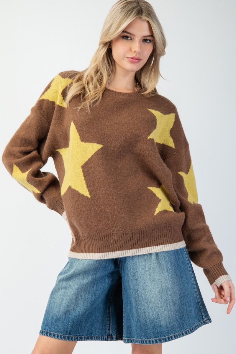 Star Pattern Knit Sweater - Ladies