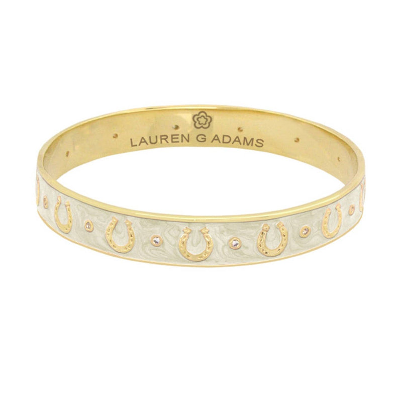 Equestrian Horseshoe Bangle - Gold Beige