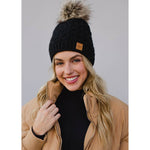 Black Knit Pom Hat