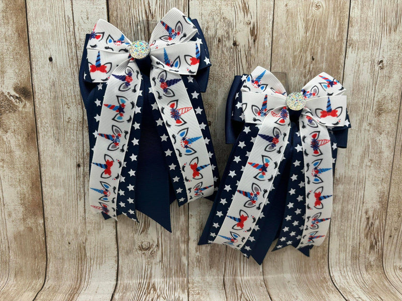 Benny Bows Show Bows - Patriotic Unicorns