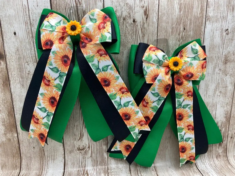 Benny  Bows Show Bows - Sunflowers on Green and Black