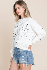 Splatter Dye Cotton Sweatshirt - Ladies