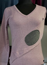 Milan V-Neck Sweater Violet w/Dark Grey Elbow Patch