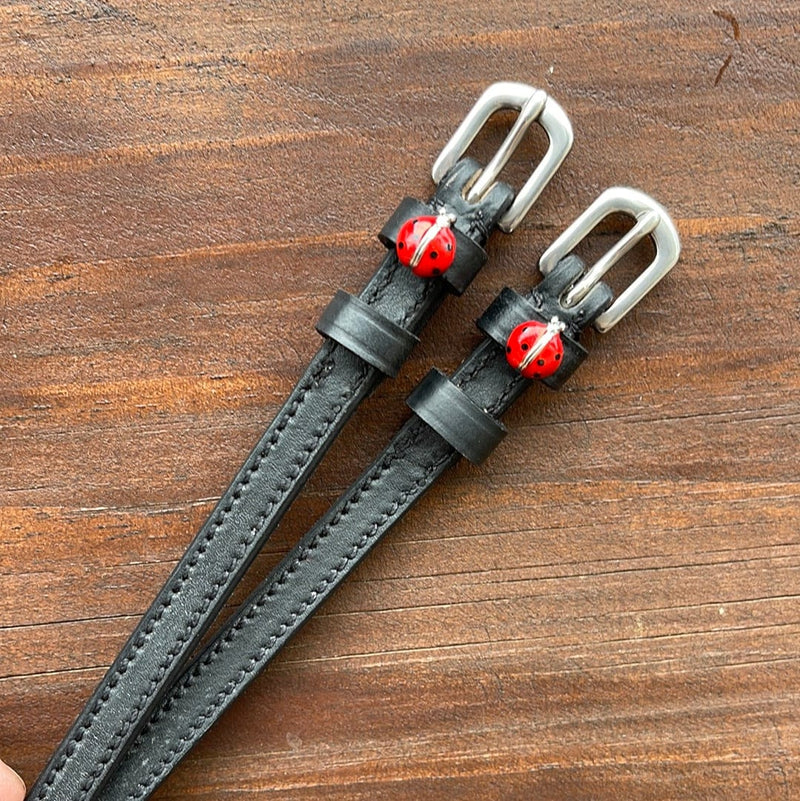Red LadyBug Designer Spur Straps - Mane Jane