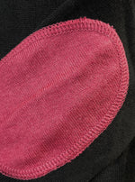 Milan V-Neck Sweater Moonlight Black w/Red Violet Elbow Patch