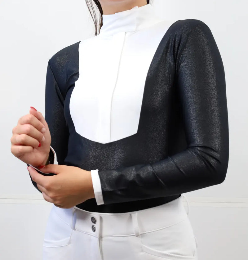 Eleonoire Longsleeve Show Shirt - Black Glitter/White - Ladies