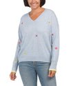 Cashmere Star Embroidery V-Neck Sweater - Brodie Cashmere