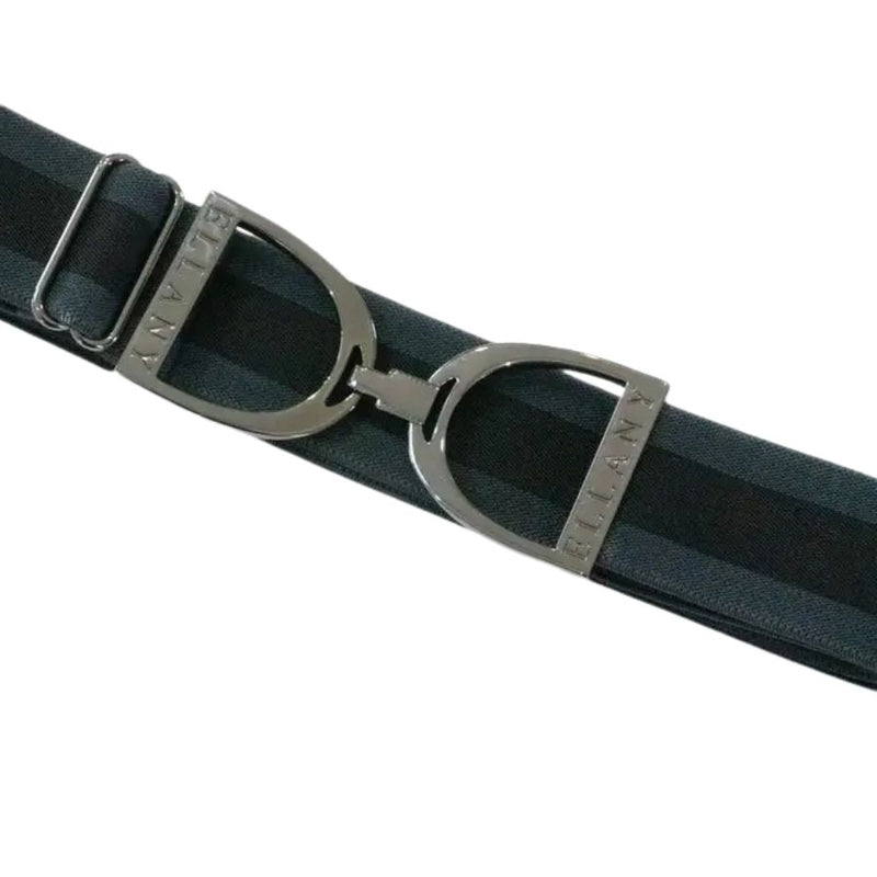 Charcoal Stripes Gunmetal Stirrup Elastic Belt - 1.5"