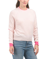 Elbow Patch Crew Cashmere Sweater - Ladies