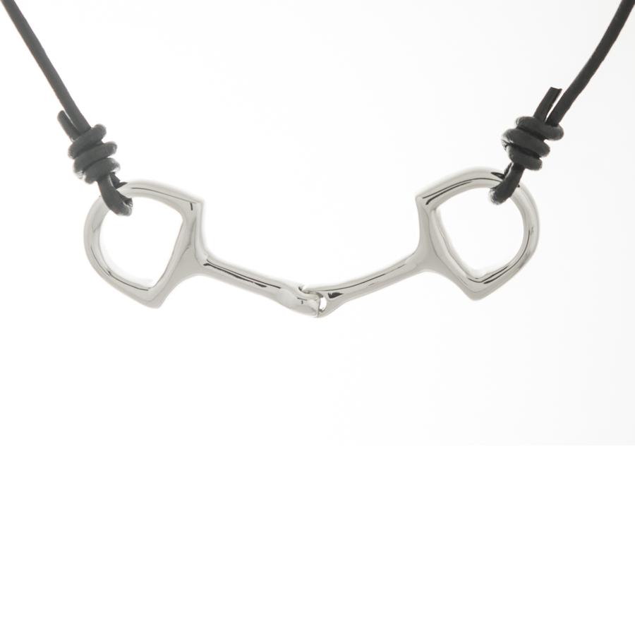 Large Silver Bit on Leather Necklace Michel McNabb