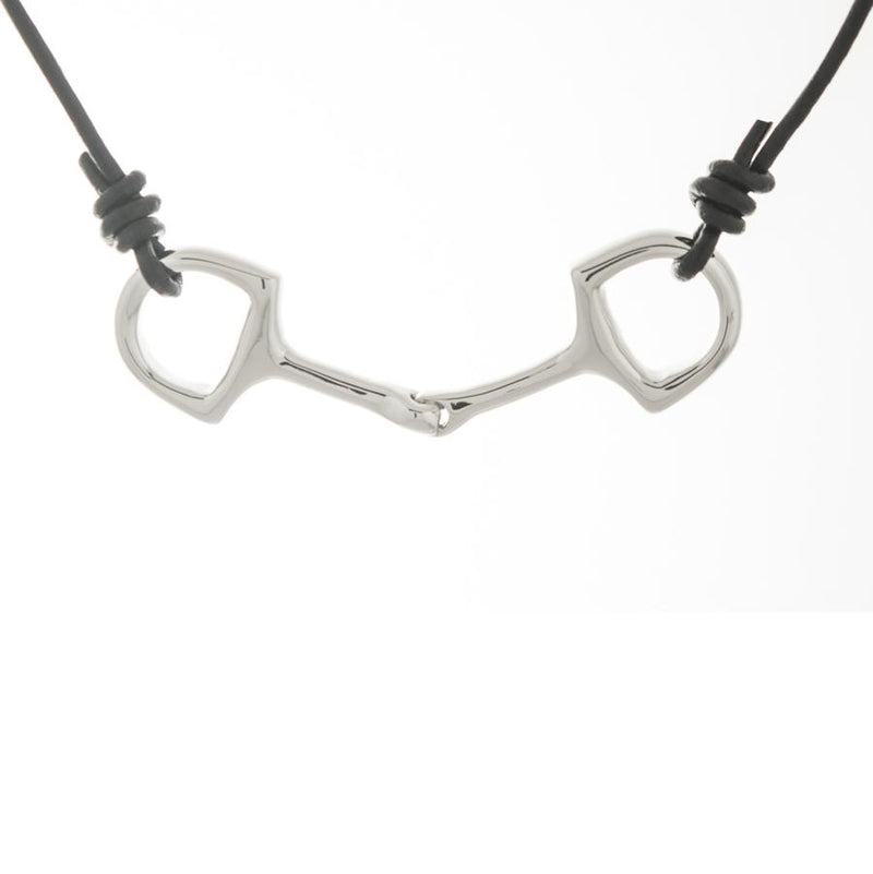 Large Silver Bit on Leather Necklace Michel McNabb