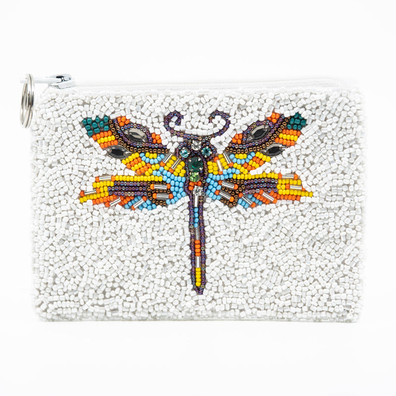 Hand Beaded Dragonfly Coin Purse