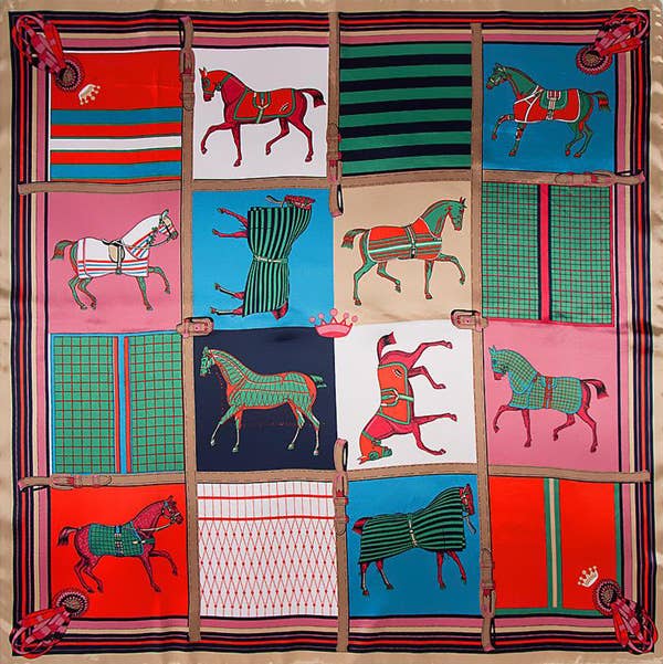 Trotting Horse Scarf - Red