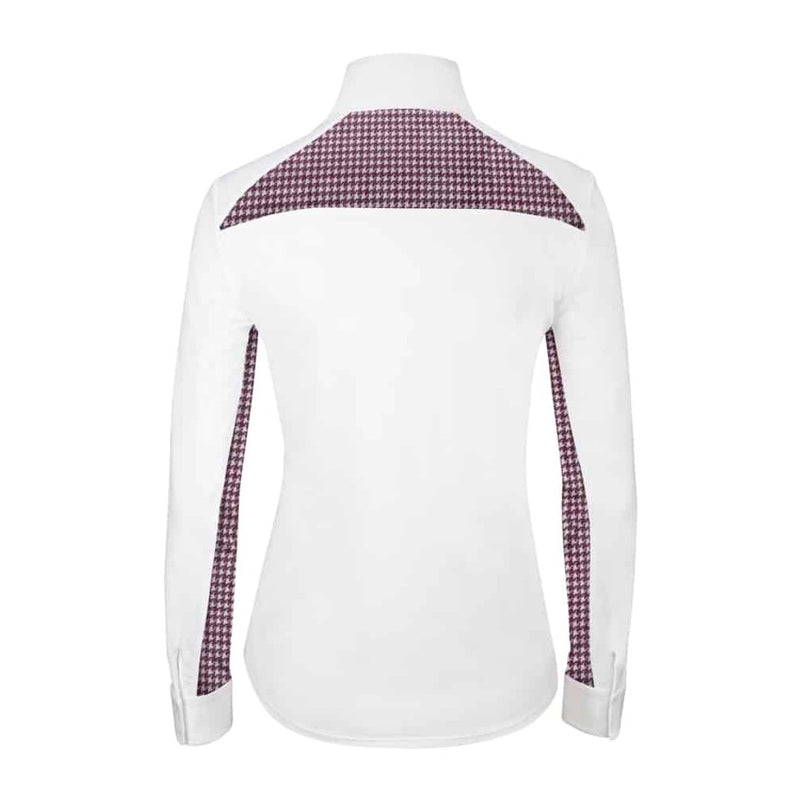 Carly 37.5 Long Sleeve Show Shirt - Wine Houndstooth - Ladies