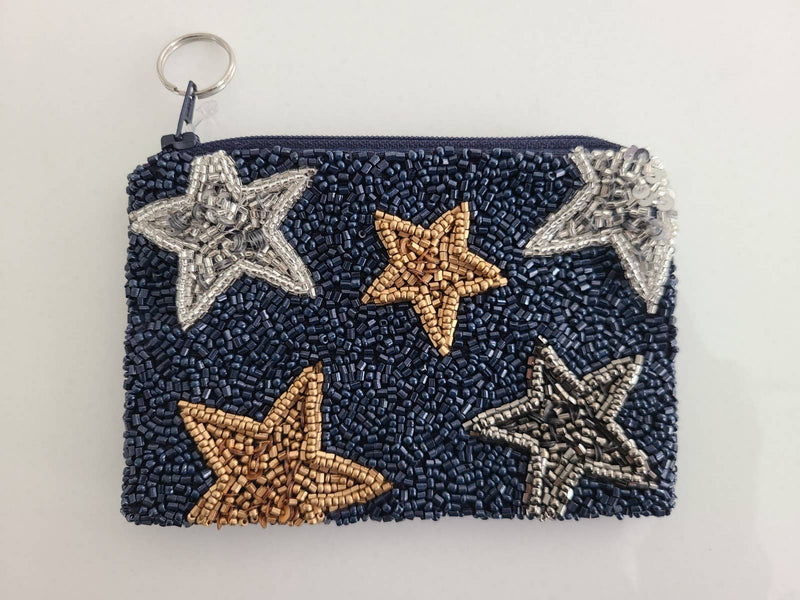 Hand Beaded Multi Star Coin Purse