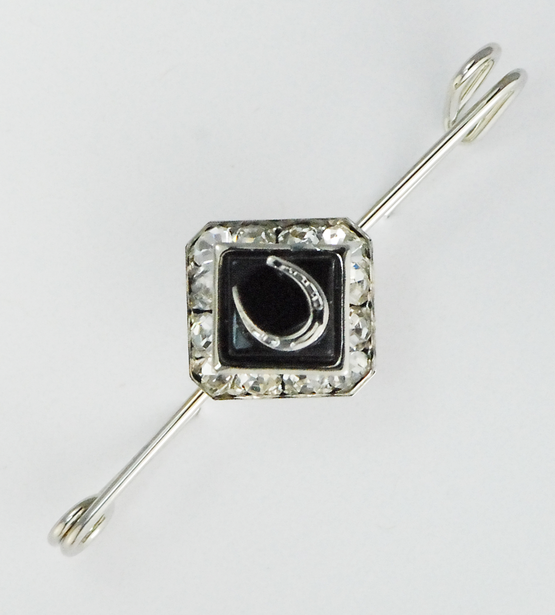 Square Rondelle with Onyx Stone and Horseshoe Stock Pin