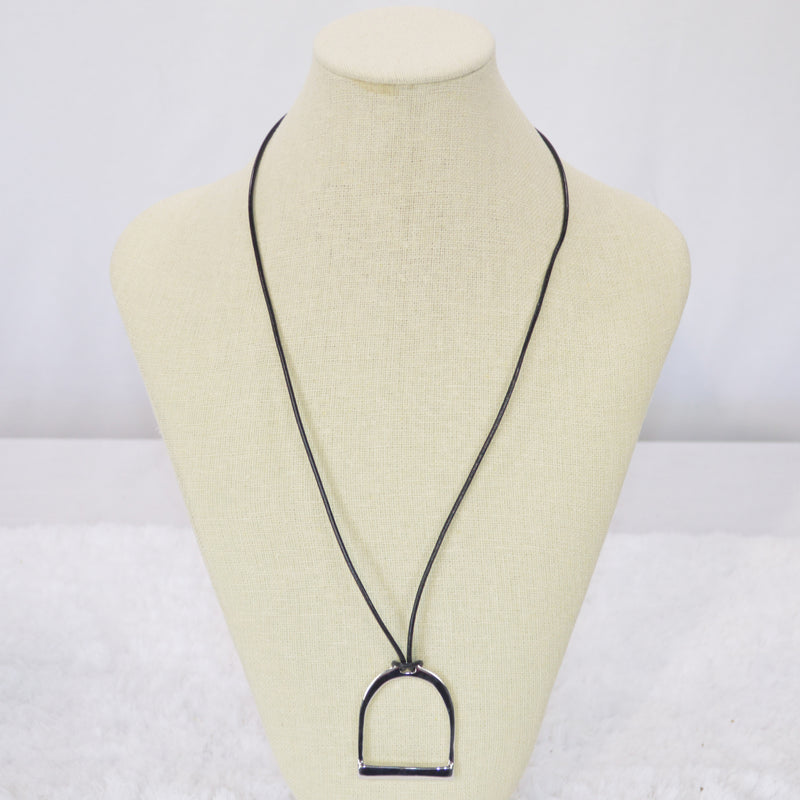 Large Stirrup on Leather Necklace